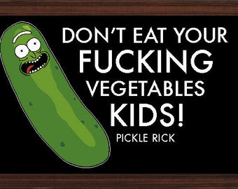 Pickle Rick no vegetables cross stitch chart