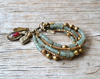 Bohemian bracelet, hand jewelry, beaded boho bracelet, hippie gypsy tribal jewelry, gift for her, LAST ONE