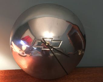 Vintage Chevy hubcap wall clock