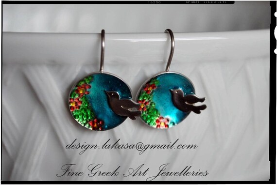 Earrings Enamel Dove Silver 925 White Gold-plated Jewelry Lakasa e-shop best gifts ideas for her birthday anniversary woman mother day love