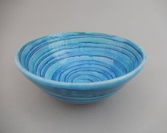 Ceramic Serving Bowl, Handmade Aquamarine Pottery Bowl