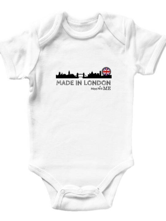 Made In London Uk Europe Skyline Unique Custom Baby Onesie