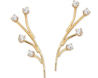 Diamond Spray Ear Pins - GOLD - Fall - Holiday Gift - Ear Crawlers - Gift for friend - Winter - Valentines Day - Sweetest Day - Wedding