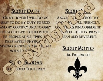 Cub Scout Oath Law and Motto Cards Instant Printable