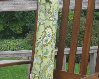 Green Paisley Cotton Yoga Mat Tote with Keychain
