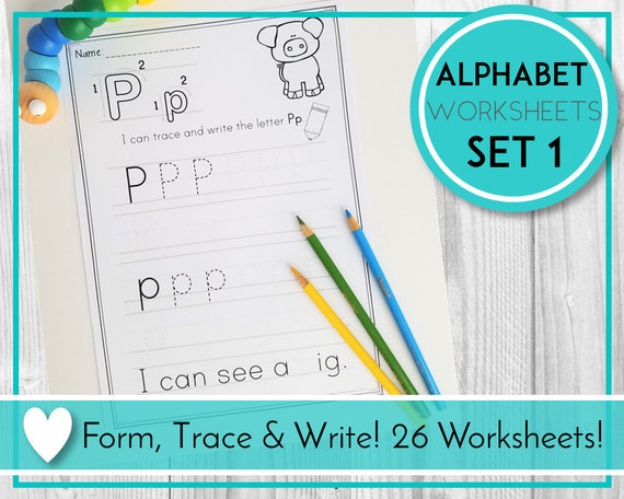 Alphabet Trace Worksheets Writing Practice ABC Printables