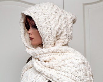 Knitting Pattern for Hooded Scarf "Lilja"