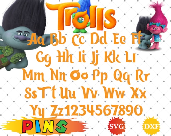 trolls font svgdxftrolls alphabet trolls letters for