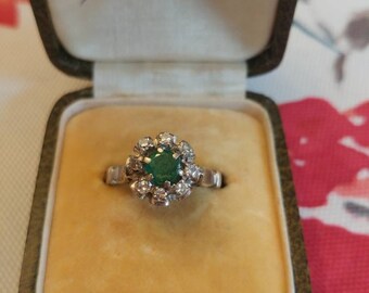 Charming Emerald & Diamond Art Deco Era Ring