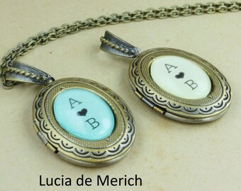 Initial locket necklace, Personalized gift, two initials, oval locket, personalized jewelry, personalized locket
