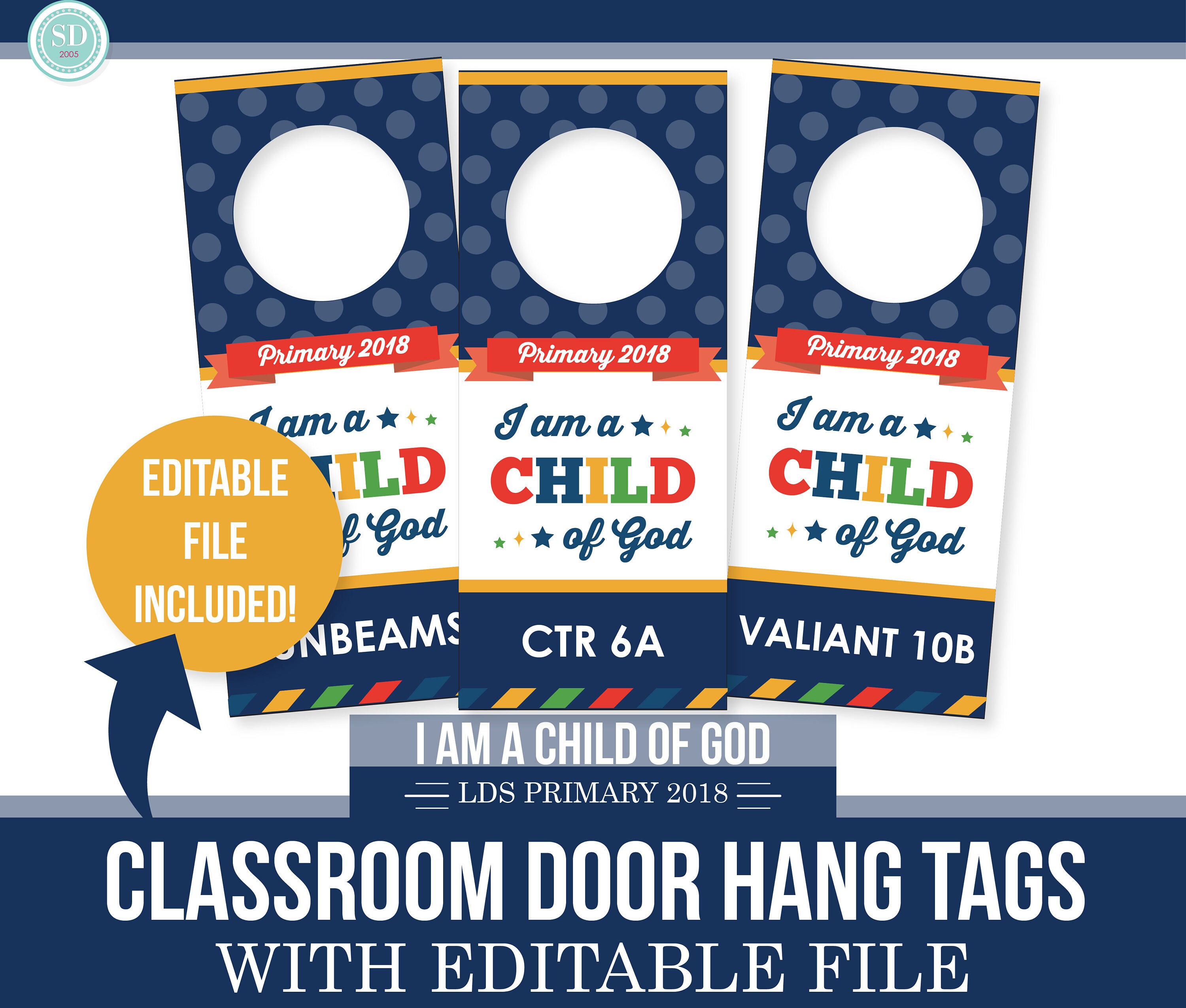 2018 LDS Primary Classroom Door Hangers I am a child of God