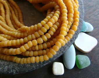 orange seed beads, orange yellow glass bead, small matte Irregular spacer barrel tube, New Indo-pacific 3 to 6mm / 22 in strand,5Bb6-25