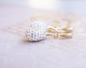 Earrings, Gold Earrings, Crystal Earrings, Pave Earrings, Swarovski Earrings, Dangle Earrings, Drop Earrings, Bridesmaid Earrings, Gift
