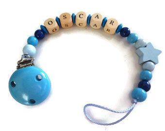 Personalized Pacifier Clip - Wooden Pacifier Holder - Name Pacifier Clip - Baby Shower Gift - Teething Clip - New Baby Gift - Soother Clip