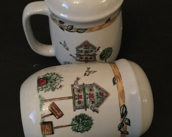 Vintage Salt and Pepper Shakers, Large, Handles, Birdhouse and Topiary