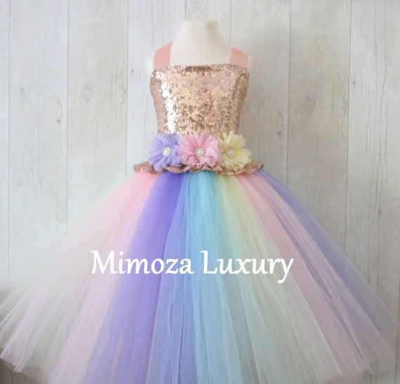 Luxury Unicorn Birthday Dress, unicorn tutu dress, rainbow unicorn girls dress, sequins unicorn dress, rose gold unicorn dress, 1st birthday