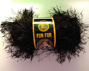 Lion Brand Fun Fur Yarn: Black