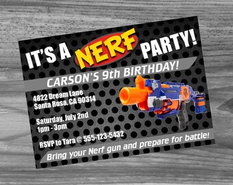 Dart Birthday Party Custom Invitation - High quality invite sure to make your party a success! Super fast turn around time!