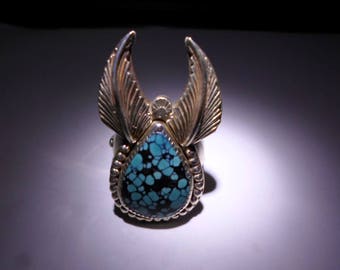 Angel ring... Number 8 turquoise... sterling silver, size 12 1/2