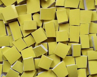 Mosaics Tiles-Chartreuse- Yellowish Green--Great filler tiles- 100 tiles--Sale