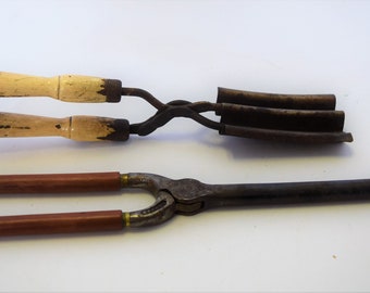 Lot of Two Antique Hair Tools- Crimper and Curling Iron