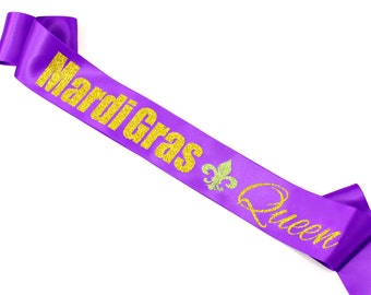 Mardi Gras Queen Sash. Mardi Gras 2016. Mardi Gras Queen. Mardi Gras. Custom Sash.