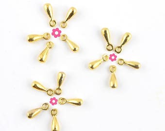 x 50 charms drop Golden 7x3mm (119D)