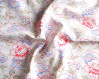 french floral fabric vintage fabric patchwork quilting pillowcases antique fabric red and blue floral fabric 132