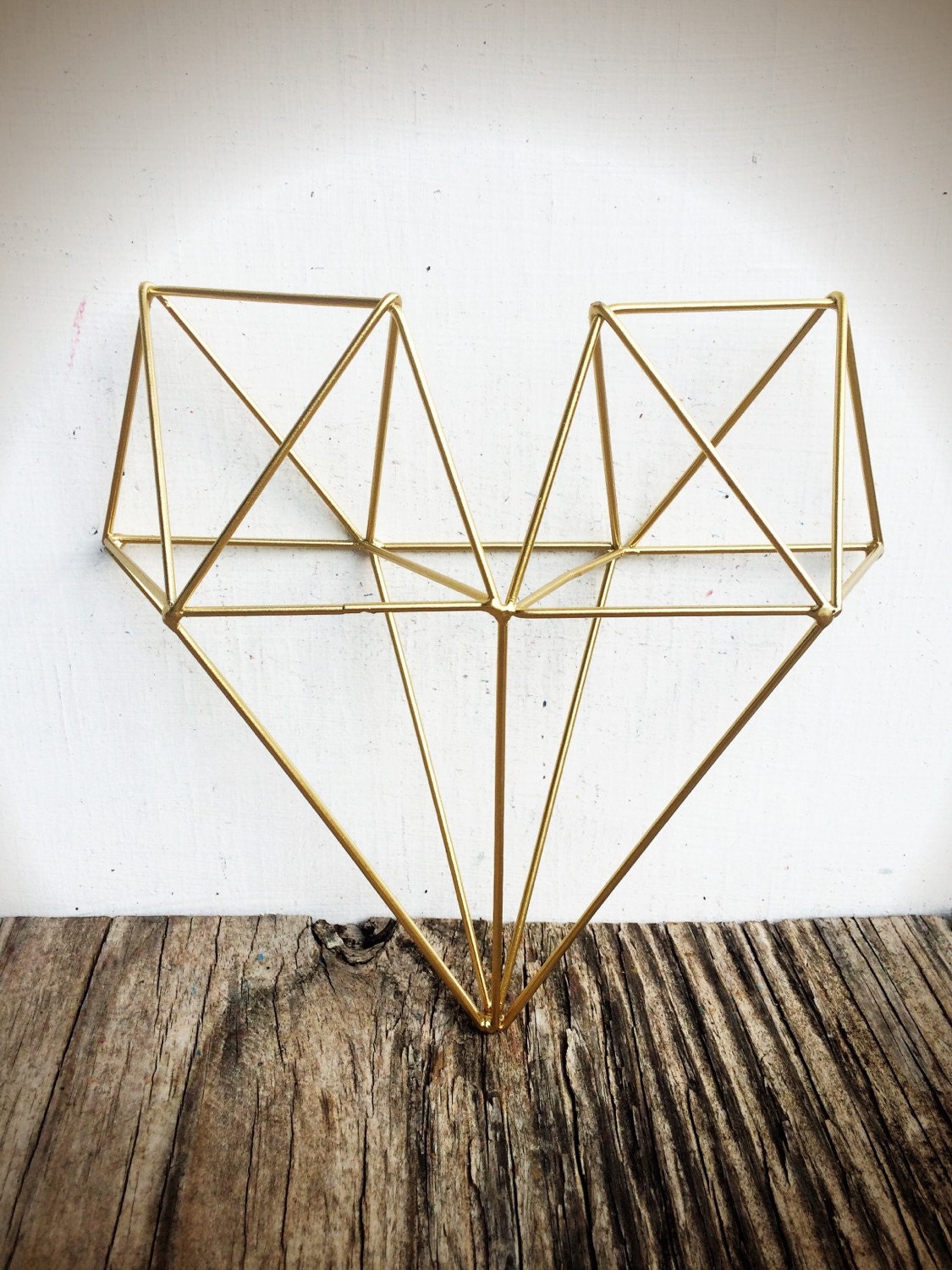 BOLD 3D geometric metal heart wall art // metallic gold leaf