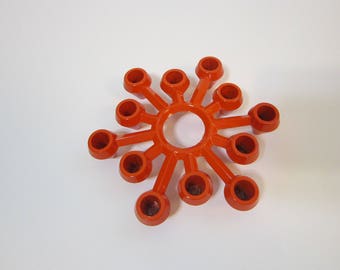 vintage mini taper candle holder - Japan - starburst candle holder, atomic style candle holder - orange