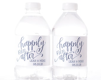 Vintage Wedding Water Bottle Labels - Cute Wedding Labels - Happily Ever After Wedding Stickers - Bottle Labels for Weddings - #vin-HEA
