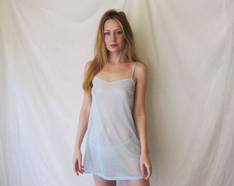 90s Powder Blue Mesh Nightie XS S M