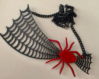 Spider Web Acrylic Necklace