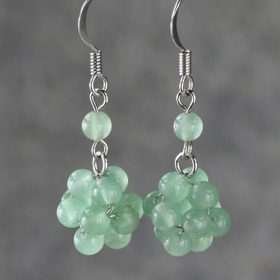 Jade ball drop daintly simple Earrings handmade Bridesmaids
