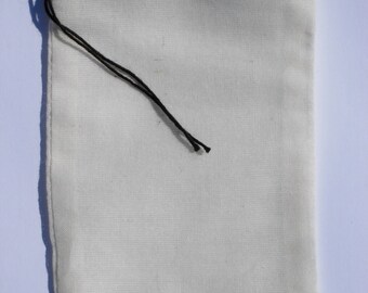 500 3x5 Cotton Muslin Drawstring Bags Black hem and Black drawstrings