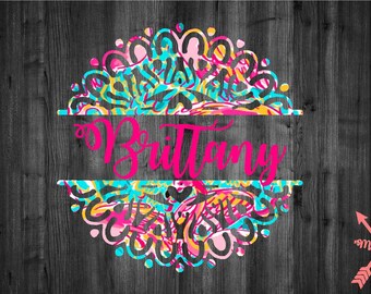 Lilly Pulitzer Inspired Custom Name Mandala Monogram Print Vinyl Decal Sticker Car Truck S'well Yeti Tumbler Laptop Mirror Cup Cooler Phone