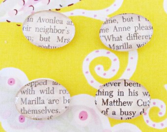 Anne of Green Gables Fridge Magnet Set of Four Glass Cabochon Literature LM Montgomery Classics Book Page