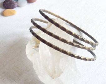 Hammered Brass Boho Stacking Bangle M05