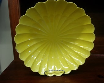 Large Vintage Yellow Scalloped Ceramic Bowl Made in the USA