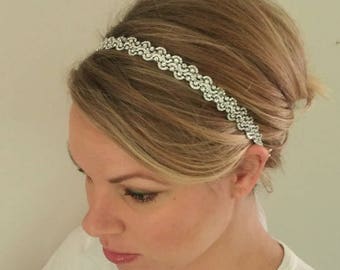 Rhinestone Headband, Bridal Headband, Silver Headband