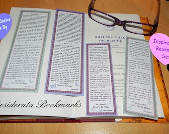Desiderata Bookmarks - Set of 4 - Two Full Poem, Two Edited For Positivity & Law Of Attraction - Spiritual Quotes To Live By