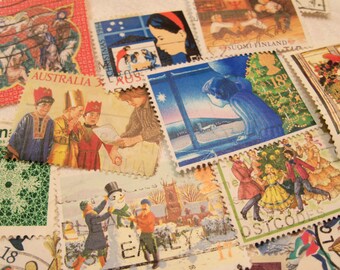 40 Christmas Postage Stamps, Postage Stamps, Vintage Stamps, Used Stamps, World Wide Stamps