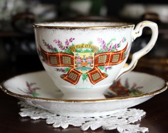 Royal Stafford, Tartan Series Cameron, Footed Bone China Teacup, Tea Cup and Saucer 13644