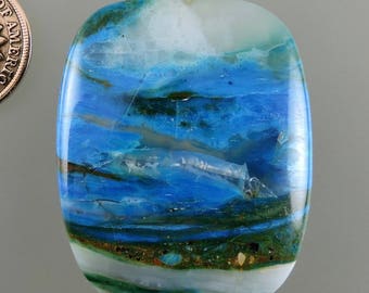 Peruvian Blue Opal Cabochon, Electric Blue Opal Cab, Peruvian Designer Blue Opal, Blue Opal Gift Cab, C2749, Hand Cut by 49erMinerals