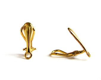 SALE Vermeil Clip On Ear Wires Simple Elegant 1 pair 17 mm