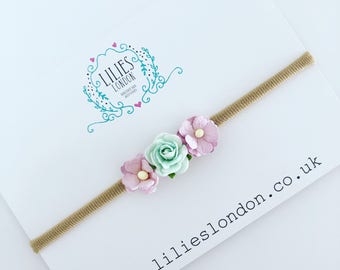 Mint and lilac, rose headband