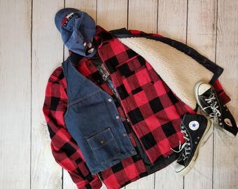 1980's Sherpa Lined Denim Vest By Big Ben