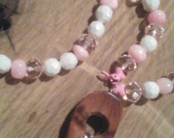 Breast Cancer Awareness Beaded Pendant Necklace