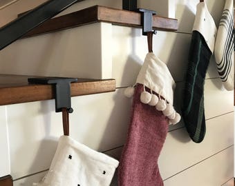 Black Iron Metal Christmas Stocking Holder, Stocking Hanger, Mantel Stocking Hanger, Mantel Hook, Shelf Hanger