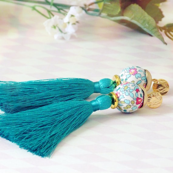 Tassel earrings, Long earrings, Silk tassel earrings, Luxurious earrings, Statement earrings, Boho chic earrings, Summer earrings, Spring